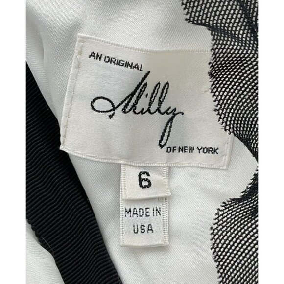 Milly Sleeveless White Lace Dress Black Tulle Trim Exposed Zipper Mini Dress 6 - Picture 6 of 10